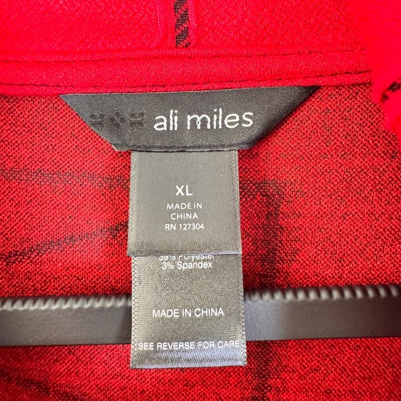 Ali Miles Red Tunic Top XL Cowl Neck Geometric Pocket Long Sleeve - Picture 4 of 6